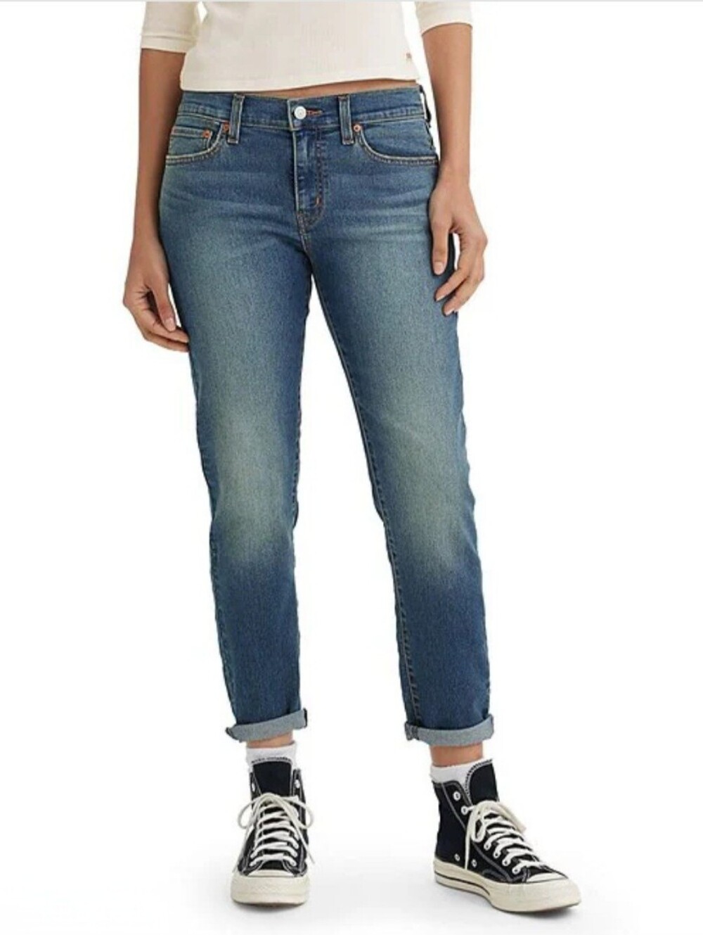 Levi's Boyfriend Mid Rise Blue Straight-Leg Jeans Women's 29 X 27 Baggy Fit